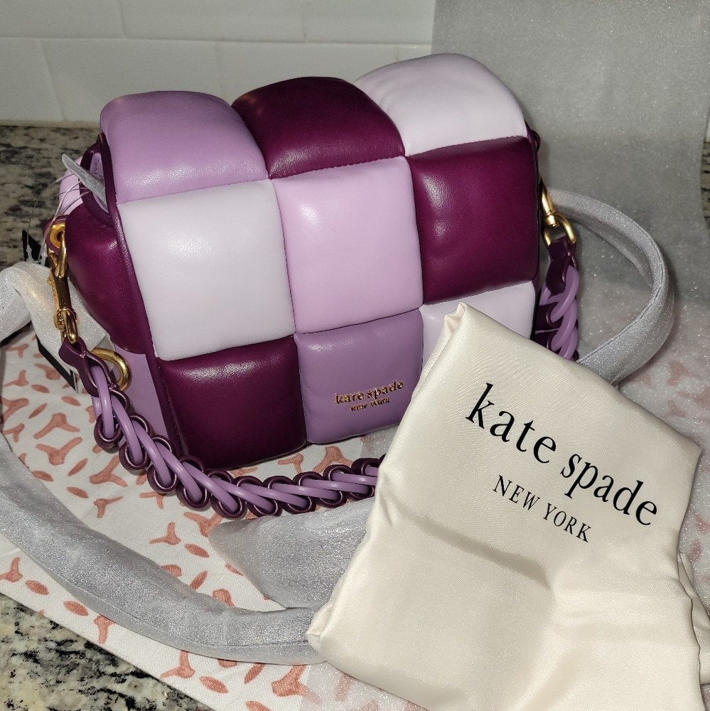 NWT Kate Spade Boxxy large Crossbody Puffy Color Block Rubic Cube Bag.
